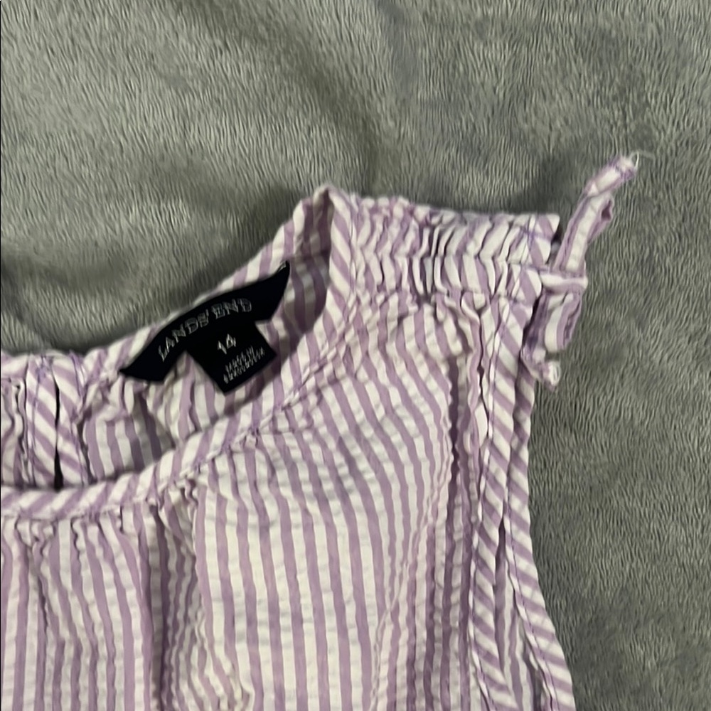 Lands' End Light lavender Striped Girls Dress - Picture 3 of 5
